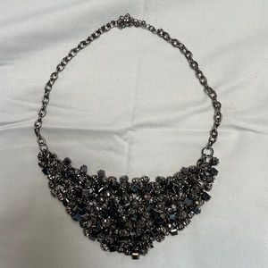 Gray beaded statement necklace
